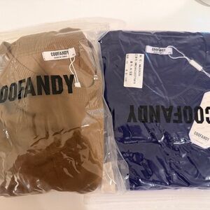 Coofandy Tan and Blue Sweaters